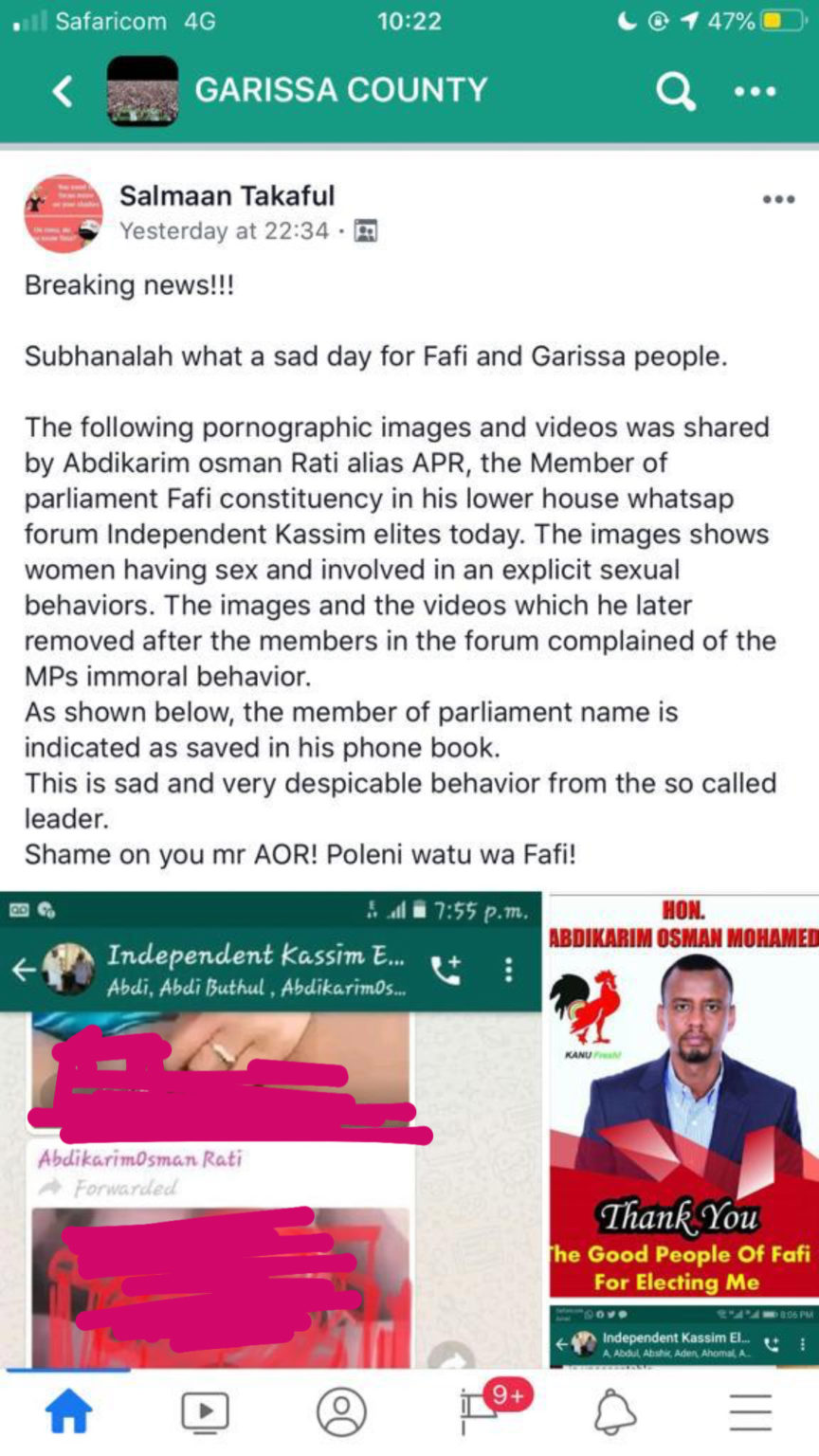 Shame! Fafi MP Abdikarim Osman Mohamed allegedly shares 