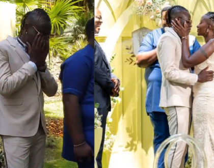 Guardian Angel In Tears Of Joy As He Weds Lover Esther Musila (Video)
