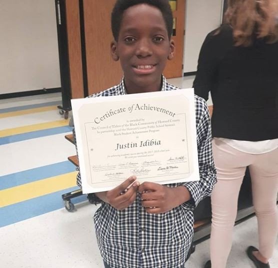 Justin Idibia, 2face second son bags “Black Students Academic Achievement Award” in his school