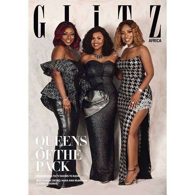 Yvonne Okoro, Joselyn And Nana Ama As Cover Girls For The Latest Edition Of Glitz Africa Magazine