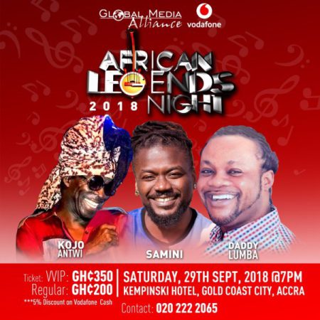 Samini, Kojo Antwi, Daddy Lumba To Headline African Legends Night concert