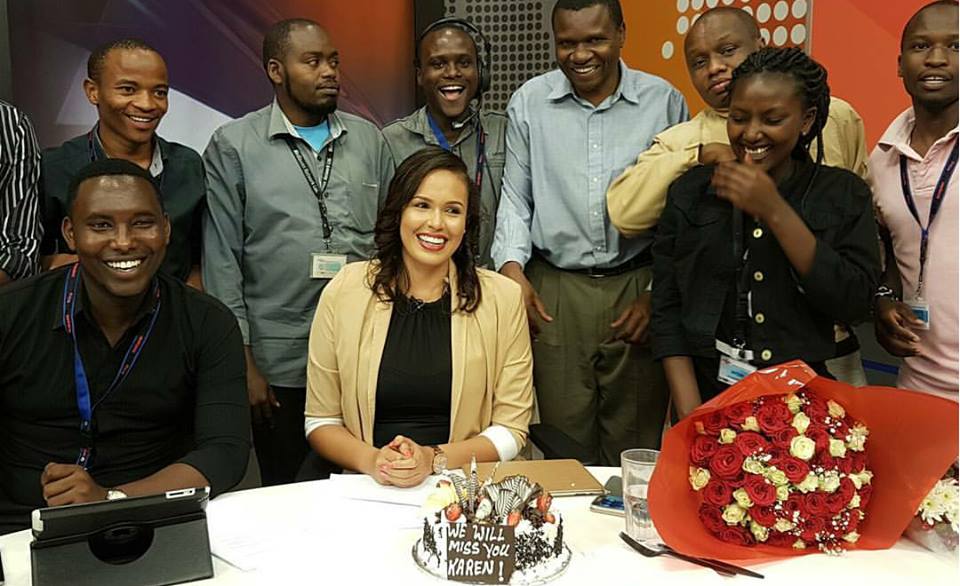 Karen Knaust thrown goodbye party at K24 studio as she quits Uhuru-owned media house in style (Photos)