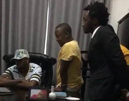 Bahati humbles himself like a child when he meets Diamond Platnumz at the Wasafi office (Photos)