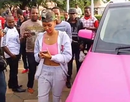 Huddah Monroe causes chaos as she drives to KICC grounds in her pink Range Rover