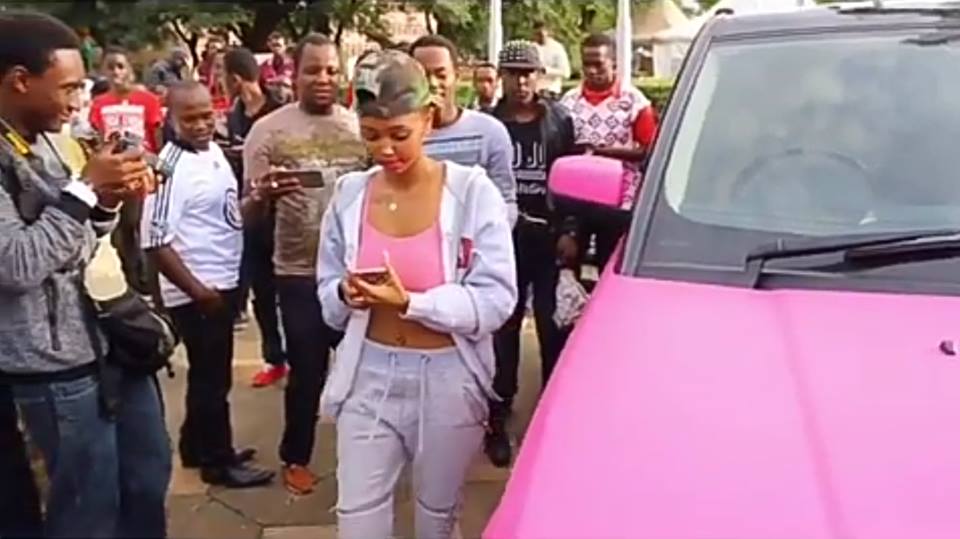 Huddah Monroe causes chaos as she drives to KICC grounds in her pink Range Rover