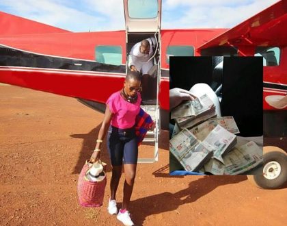 Akothee’s manager Nelly Oaks shows off loads of cash before flying off to Masai Mara for holiday with his boss in a private charter flight (Photos)