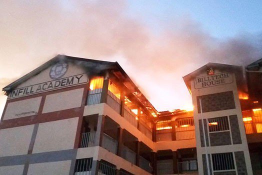 Infill Academy Komarock top floor caught on fire