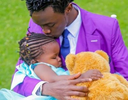 Bahati's 2 year old daughter trades her 'lines' for her daddy's locks! (Photo)