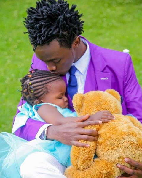 Bahati’s 2 year old daughter trades her ‘lines’ for her daddy’s locks! (Photo)