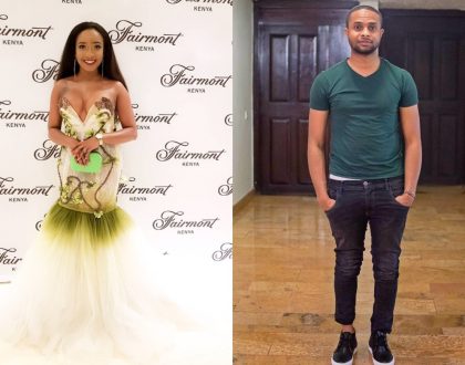 Jamal Gaddafi and Anita Nderu compliment each other at the Launch of Fashion Awards red carpet