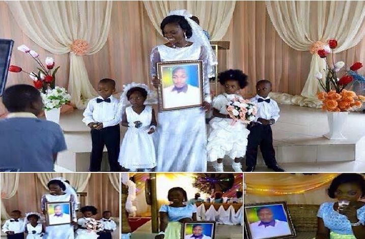 Lady who got married to a frame picture of her sweetheart rewarded for her tenacity (Photos)