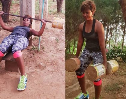 “Kwani eurobond imeisha” Ababu Namwamba’s wife seen working out using improvised weight and the internet couldn't handle it