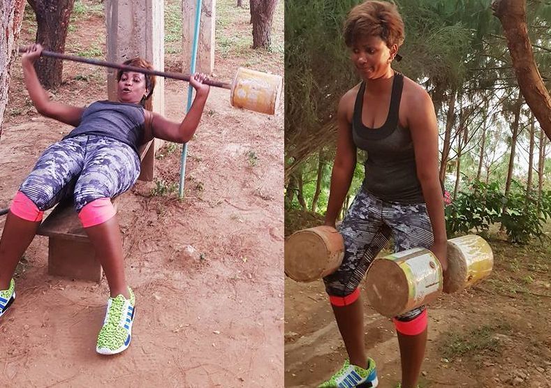 “Kwani eurobond imeisha” Ababu Namwamba’s wife seen working out using improvised weight and the internet couldn’t handle it