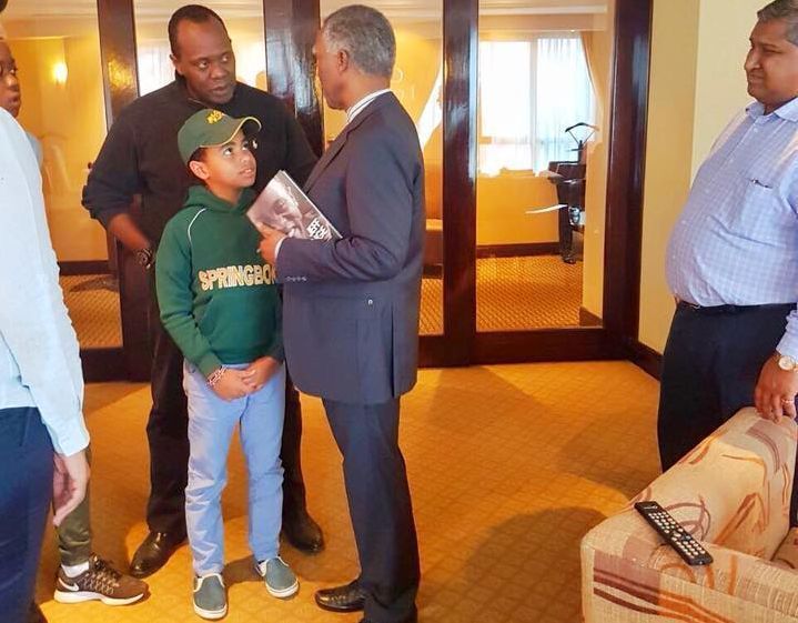 Jeff Koinange elicits mix reactions as he takes his son Jamal to meet ‘Africa’s great statesman’ (Photos)