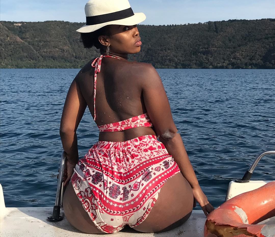 Corazon Kwamboka leaves no room for imagination as she parades her nyash in a tiny bikini