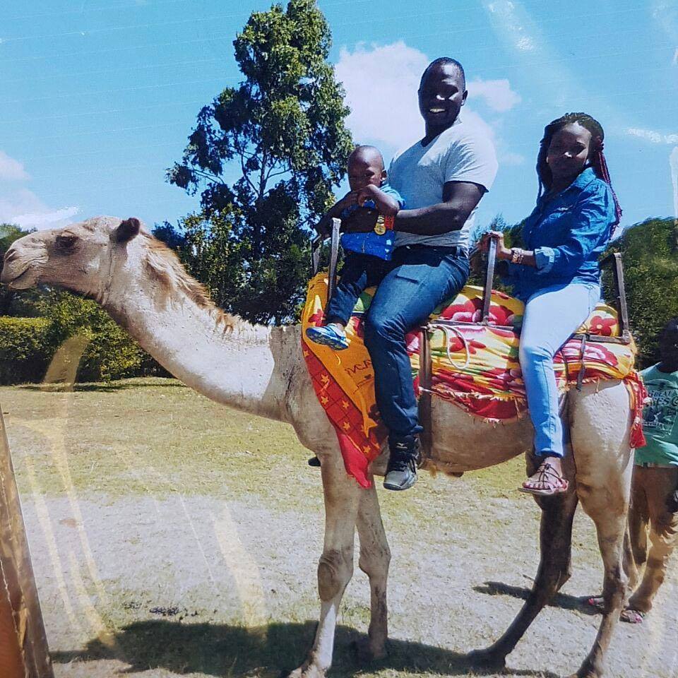 Yego with his son, Yego Junior and wife