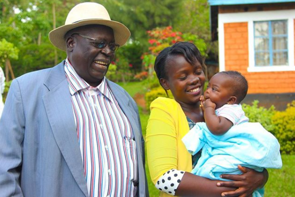 Akothee's dad with his daughter in law and granddaughter