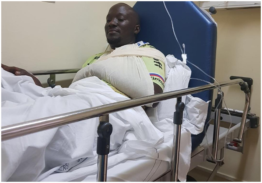Dennis Onsarigo back on his feet after fatal accident that almost claimed his life (Photos)