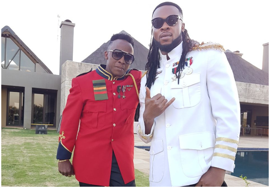Gospel singer Papa Dennis flies to South Africa to shoot new video with Nigerian singer Flavour (Photos)