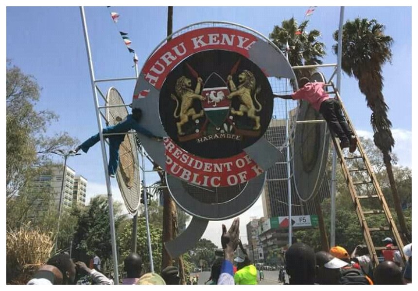 Babu Owino congratulates Nasa foot soldiers as they tear down landmarks associated with Uhuru Kenyatta (Photos)