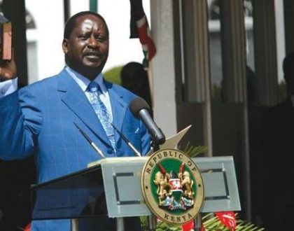 Uproar! Raila Odinga is sworn in solo as Kalonzo 'the watermelon' skips the event