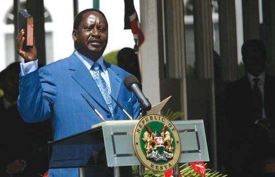 Uproar! Raila Odinga is sworn in solo as Kalonzo ‘the watermelon’ skips the event