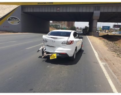 Foul play or accident? Dashboard camera captures the moment a truck rams into Boni Khalwale's Mazda three times