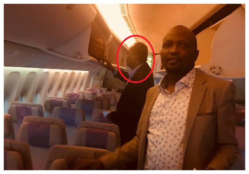 Moses Kuria flies the same Emirates EK 722 flight that deported Miguna Miguna to Dubai (video)