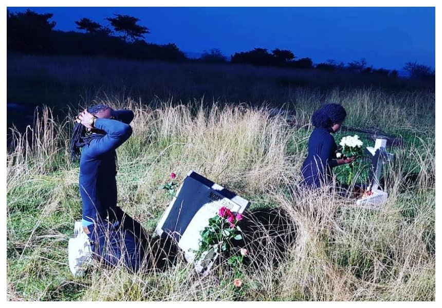 Party or grief? Weasel returns to Mowzey Radio’s grave with red roses and bottles of wine (Photos)
