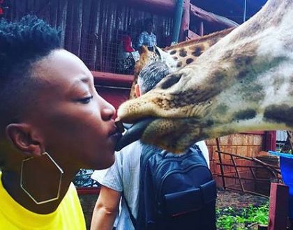 You just cheated on Nameless! Wahu Kisses a giraffe, Kenyans react online