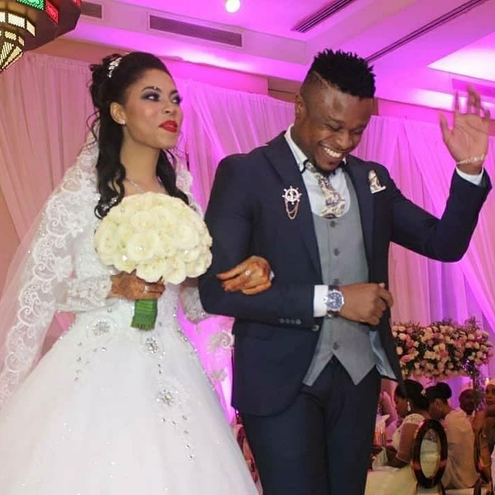 Abdu Kiba and his wife during their white wedding