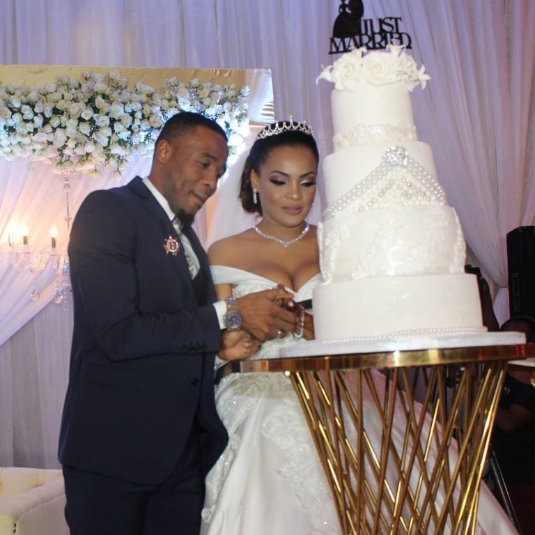 Alikiba with his newlywed wife Amina Khaleef during their white wedding in Dar