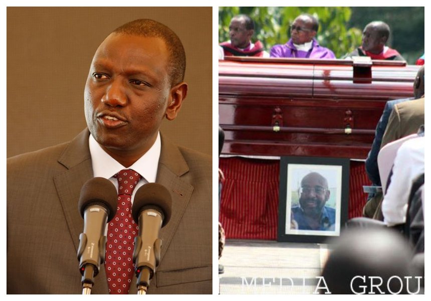"My son was involved in an accident at the same spot" Ruto tells mourners as SK Macharia's son is laid to rest (Photos)