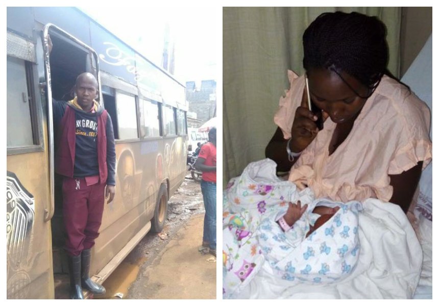 It's a baby boy! Wife of honest matatu tout delivers baby at Nairobi Hospital, no bills charged (Photos)