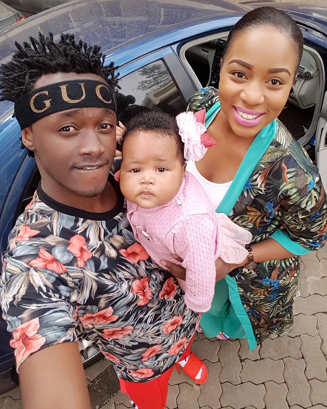 Bahati with his daughter Heaven and wife Diana Marua 