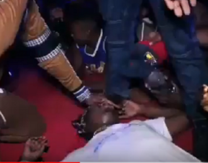 Video: Popular Wasafi singer faints on stage after receiving kiss from hot female fan 