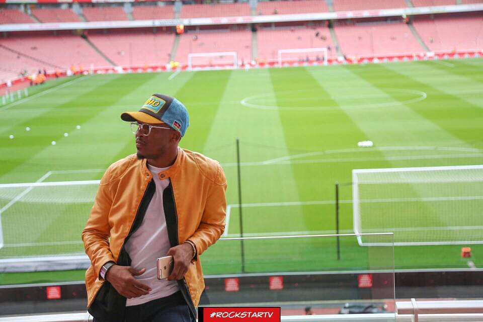 Alikiba at Arsenal's Emirates Stadium in London. The singer supports Arsenal and Yanga 