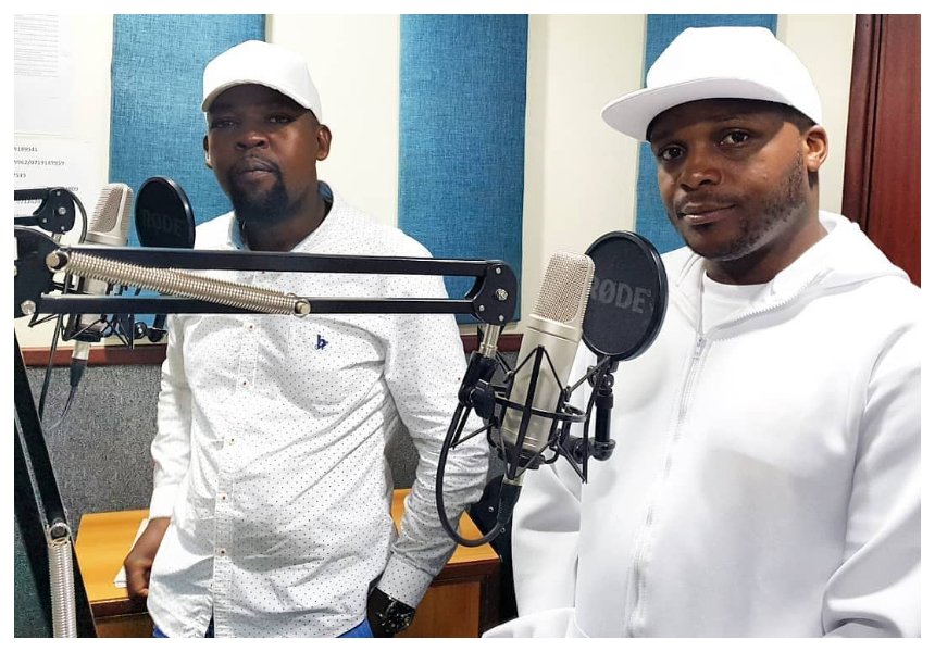 "Milele FM 93.6 uko ndani" Jalang'o and Alex Mwakideu rehearse for their new show on Milele FM