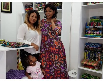 Esma Platnumz with her daughter and Wema Sepetu at her shop 