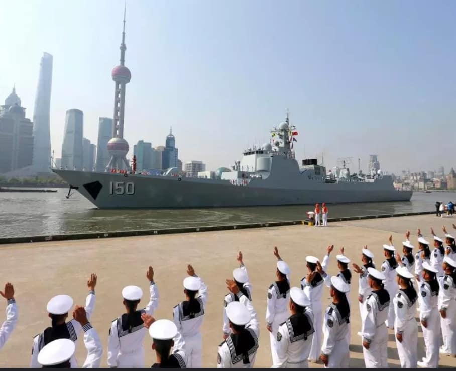 Chinese naval vessel at a seaport in Beijing 