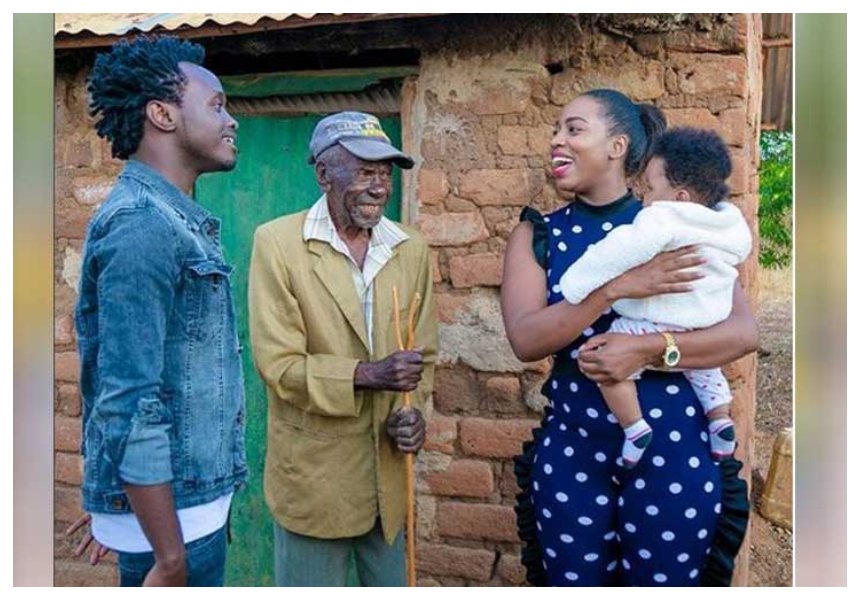“Unafloss na your grandpa anaishi kwa keja ya matope” Bahati under fire as he travels to Ukambani to visit grandpa