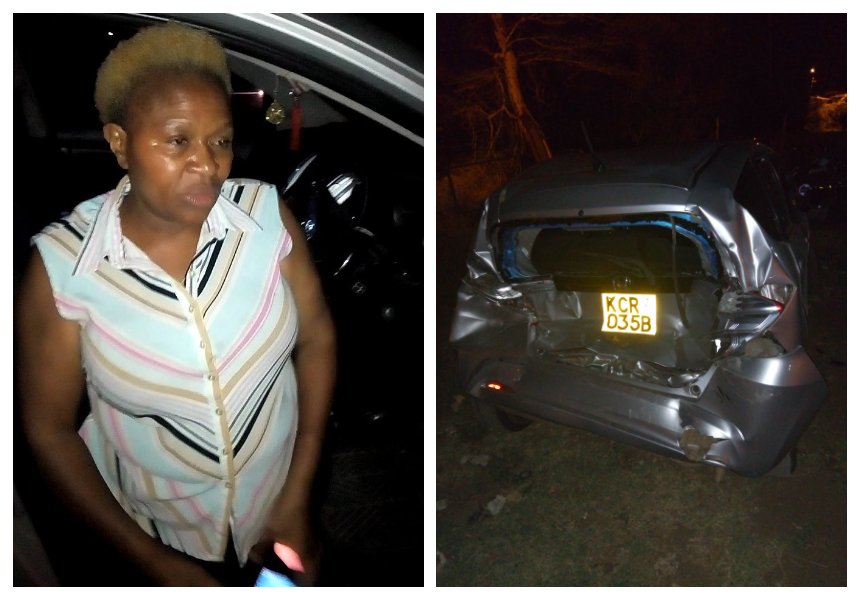 Undeterred journalist Saddique Shaban nabs drunk University of Nairobi lecturer who nearly killed three in Mlolongo crash (Photos)