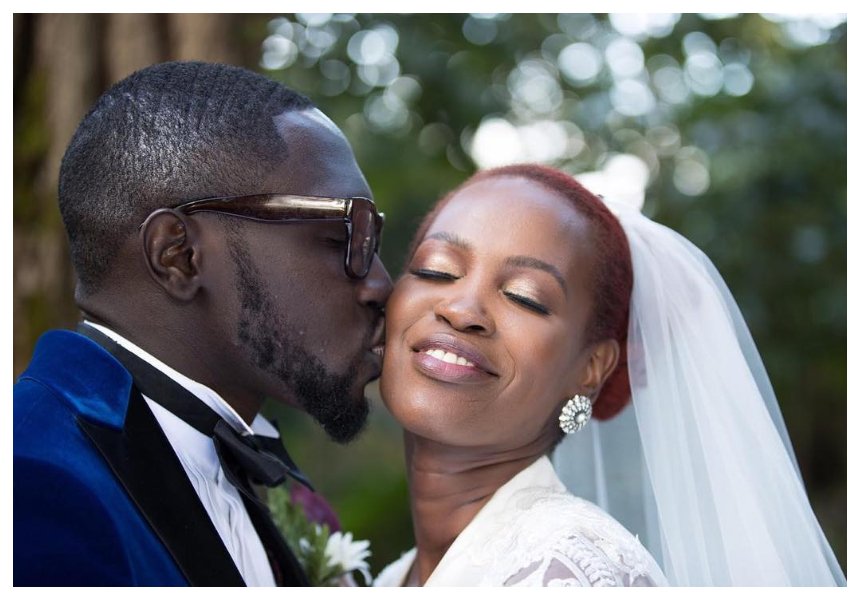 Photos of Sauti Sol’s Polycarp Otieno exchanging vows with his Burundian sweetheart in a white wedding 