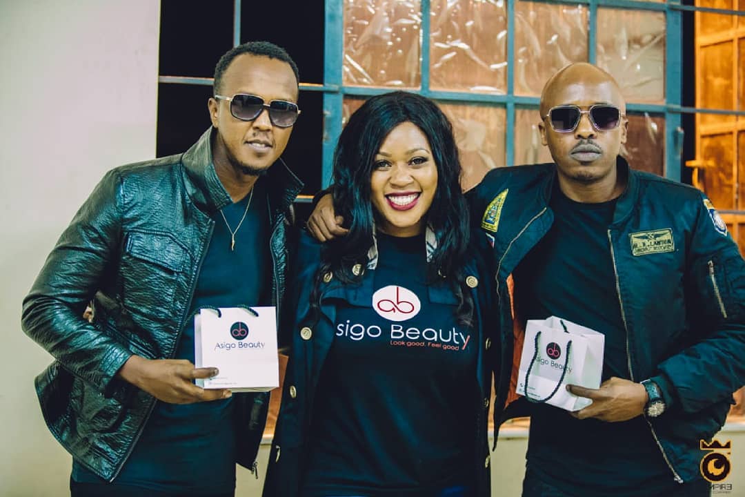 Lily Asigo with Wyre and DNA during the launch of Asigo Beauty 