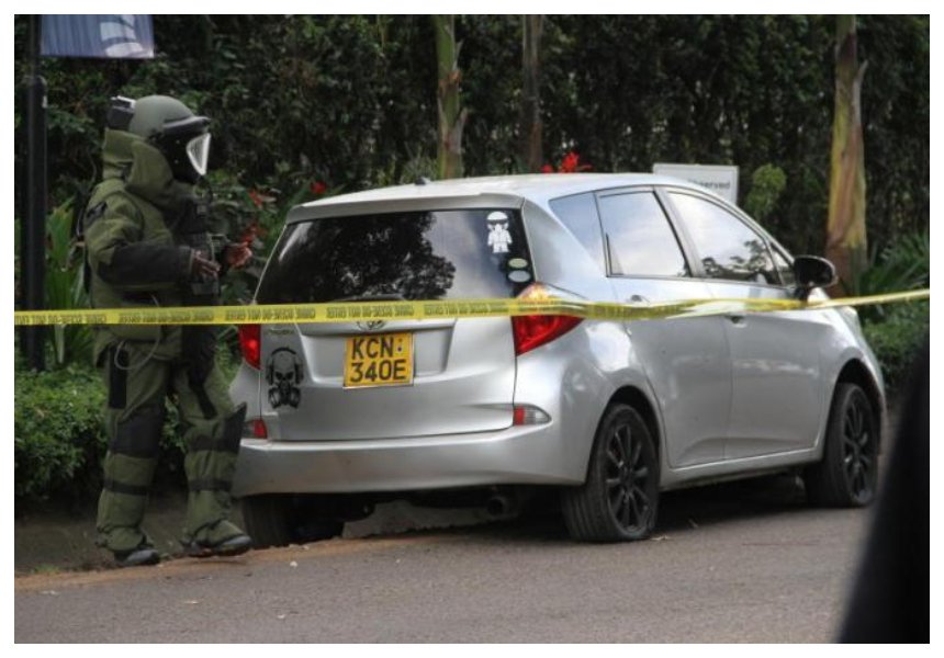 A skull with a gas mask! Nairobi design company that drew skull graphics on Dusit terrorists' vehicle set the record straight 
