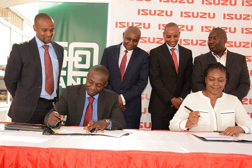 Co-op bank and Isuzu East Africa top honchos during the signing of the partnership 