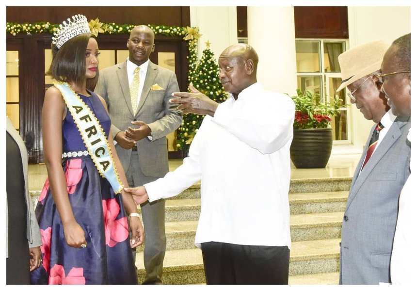 Ugandan beauty queen finally gets rid of her wig after president Museveni castigated her (Photos)