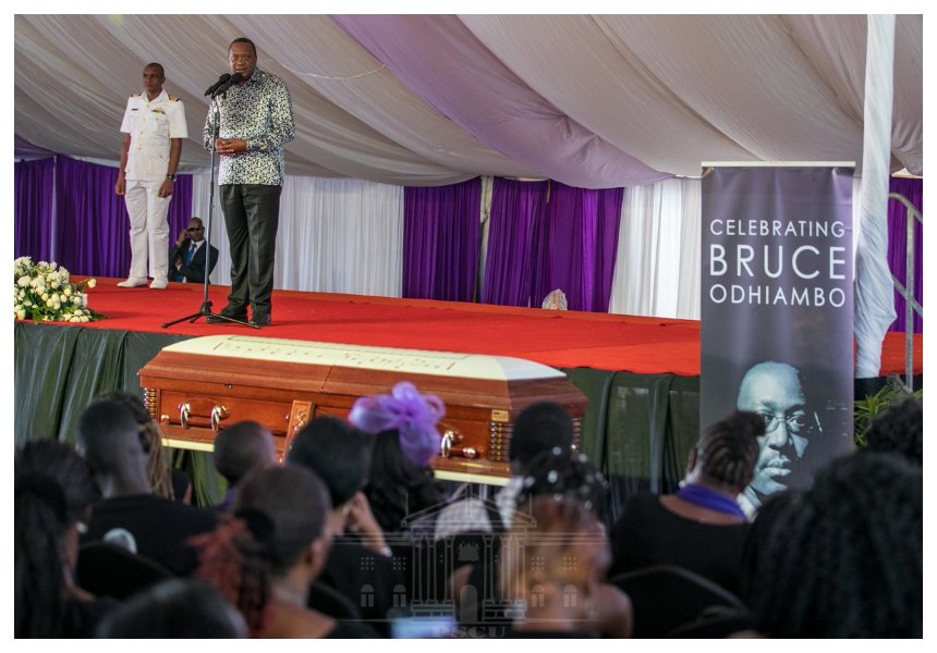 President Uhuru: Late Bruce Odhiambo helped me straighten up my son Jomo, I will ensure his children complete education and settle in life 