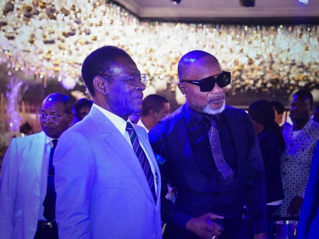 Koffi Olomide with president of Equatorial Guinea Teodoro Obiang Nguema Mbasogo at the new year party in Malabo 