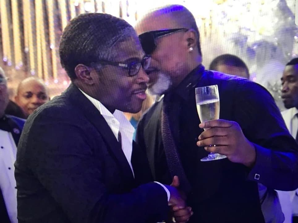 Koffi Olomide with vice president of Equatorial Guinea Teo Nguema at the new year party in Malabo 